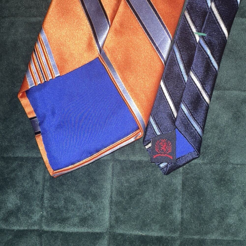 Tommy Hilfiger Orange And Blue Mens Dress Tie - Picture 3 of 5